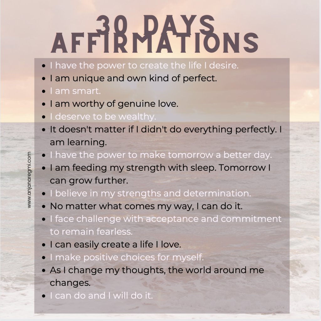 30 days positive affirmations anjana regmi